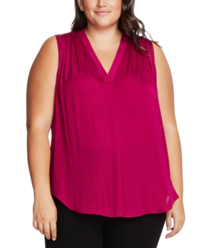 Vince Camuto Plus Size Sleeveless V-neck Top In Magenta