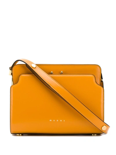 Marni Trunk Reverse Small Leather Shoulder Bag In Yellow