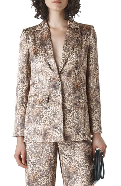 Whistles Big Cat Printed-satin Blazer In Multicolour