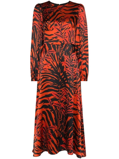 Borgo De Nor Elitsa Tiger-print Midi Dress In Black