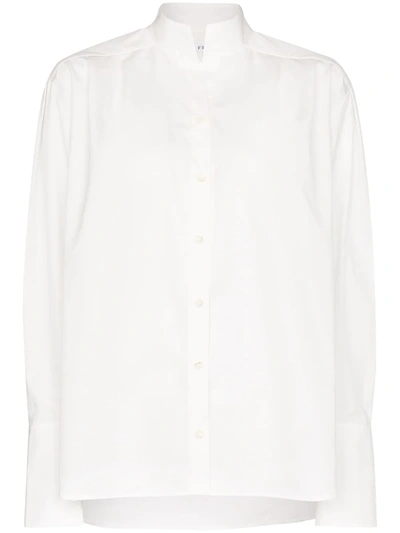Frame Pleated Oversized Cotton Shirt In White