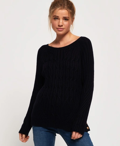 Superdry Hester Cable Knit Jumper In Navy