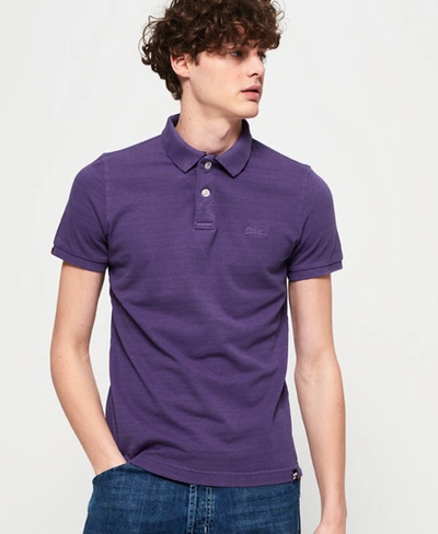 Superdry Vintage Destroyed Polo Shirt In Purple