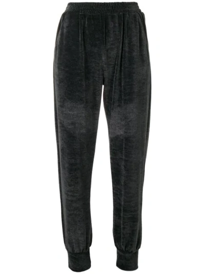Styland Straight Leg Velour Track Trousers In Grey