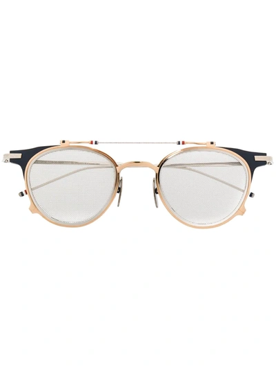 Thom Browne Double Frame Round Glasses In Silver