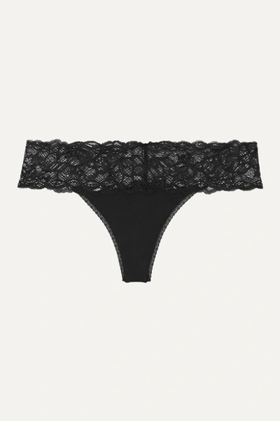 Calvin Klein Underwear Seductive Comfort Stretch-jersey And Lace Thong In Black