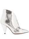 Isabel Marant Archenn Metallic Lizard-effect Leather Ankle Boots In Silver