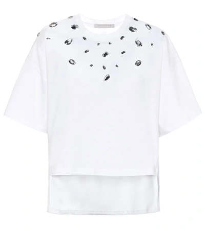 Christopher Kane Cropped Crystal-embellished Cotton-jersey T-shirt In White