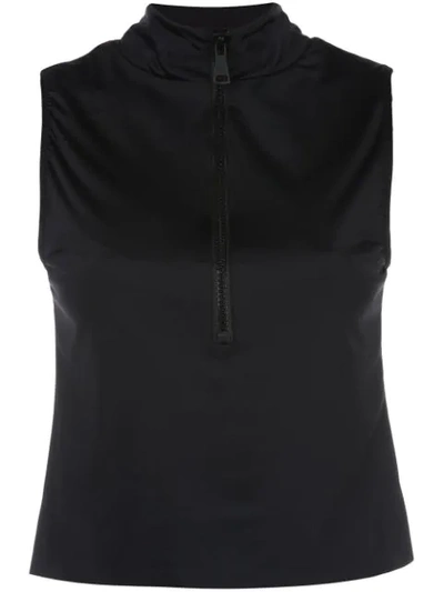 Natasha Zinko Colorblock Zipped Sleeveless Top In Black