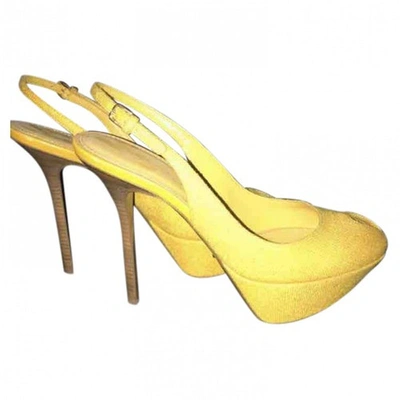 Pre-owned Sergio Rossi Cloth Heels In Yellow