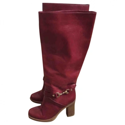 Pre-owned Mulberry Leather Riding Boots In Red