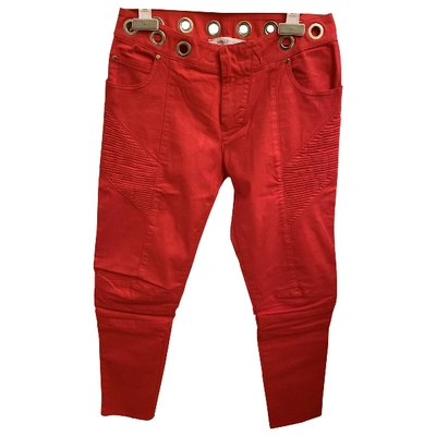 Pre-owned Pierre Balmain Red Cotton Jeans