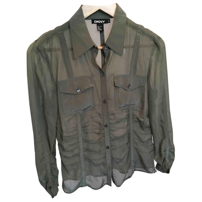 Pre-owned Dkny Silk Shirt In Green