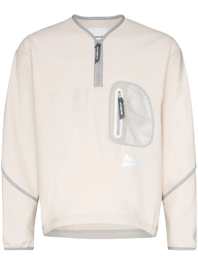 And Wander Lightweight Zipped Fleece Sweatshirt In White