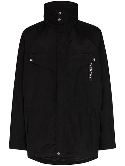 Givenchy Logo Print Parka Jacket In Black