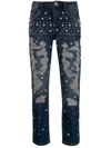 Philipp Plein Star Studded Boyfriend Jeans In Blue
