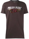 Philipp Plein Flame Gold Cut T-shirt In Brown