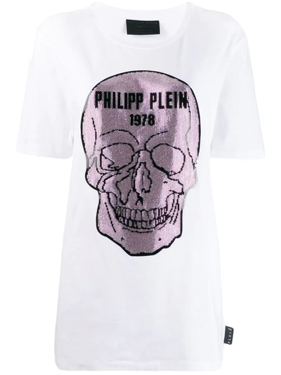 Philipp Plein Skull-print Cotton T-shirt In 白色