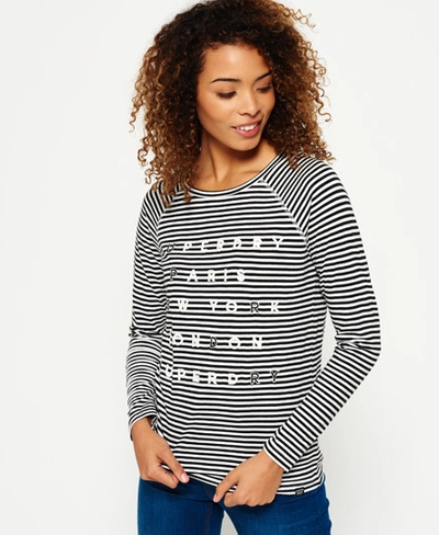 Superdry Applique Raglan Top In Black