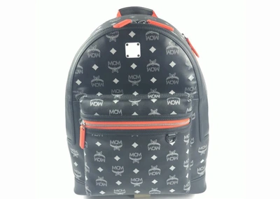 Pre-owned Mcm Backpack Visetos Medium Black/orange