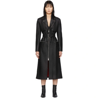 Alexander Wang Belted Leather Trench Coat In Black