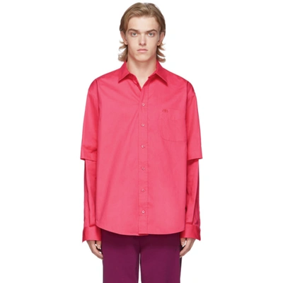 Balenciaga Oversized Double-sleeve Shirt In Fucsia