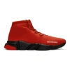 Balenciaga Red & Black Speed Lace-up Sneakers In Red/ Black/ Red