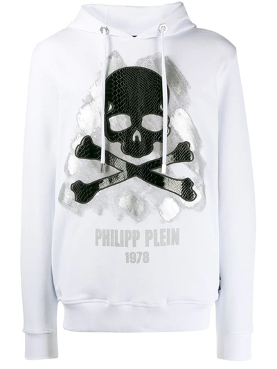 Philipp Plein Hoodie Sweatshirt Skull In White