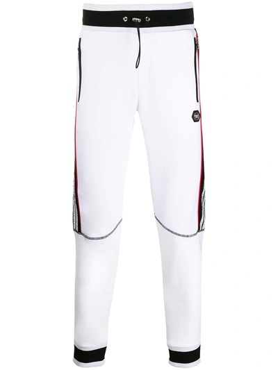 Philipp Plein Striped Logo Track Trousers In White