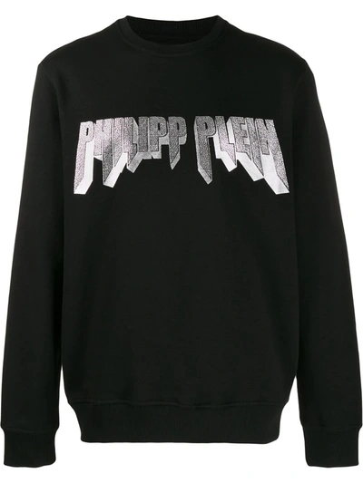 Philipp Plein Rhinestone Logo Sweatshirt In Black