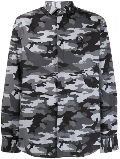Philipp Plein Camouflage Print Shirt In Black