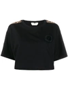 Fendi Cropped Logo-trimmed T-shirt In Black