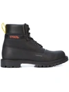 Heron Preston Logo-stamped Lace-up Leather Boots In Black