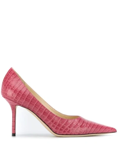 Jimmy Choo Love 85 Crocodile-effect Leather Pumps In Pink