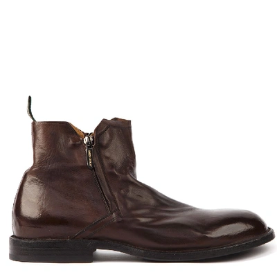 Green George Dark Brown Leather Ankle Boots In Black