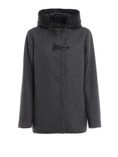 Fay Double-front Wool Padded Short Coat In Grey