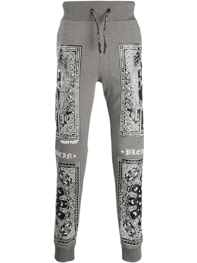 Philipp Plein Paisley Print Track Trousers In Grey