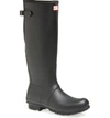 Hunter Original Tall Adjustable Back Waterproof Rain Boot In Black Matte