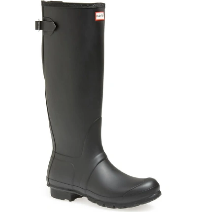 Hunter Original Tall Adjustable Back Waterproof Rain Boot In Black Matte