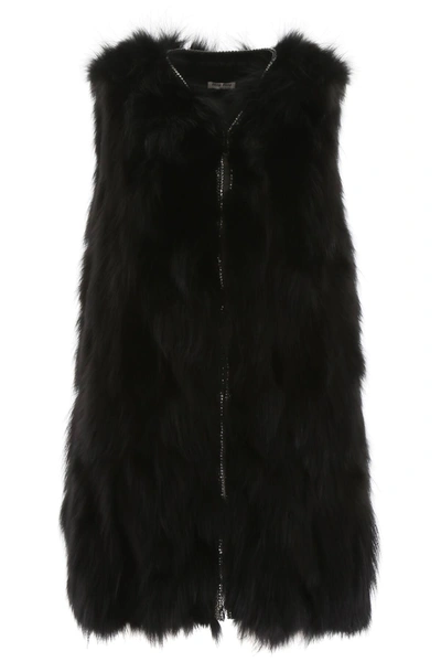 Miu Miu Fox Fur Vest In Black
