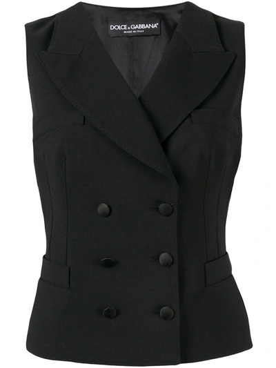 Dolce & Gabbana Double-breasted Waistcoat In Black