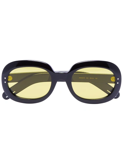 Gucci Black Large Oval Acetate Sunglasses