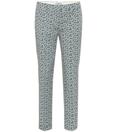 Prada Printed Wool-blend Twill Pants In Light Blue