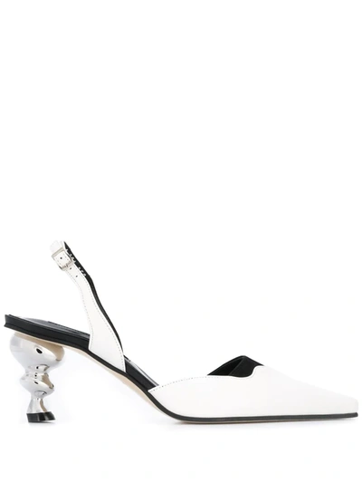 Yuul Yie Statement Heel Slingback Pumps In White