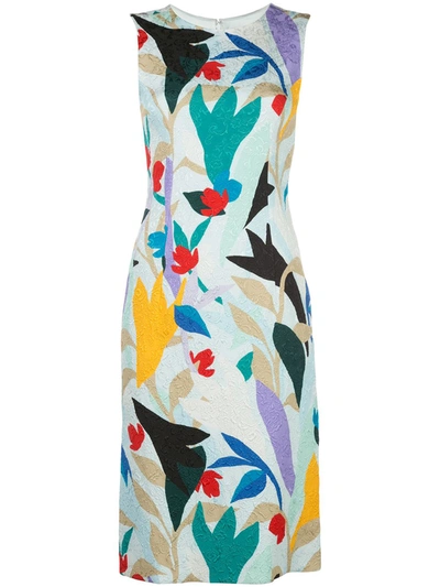 Prabal Gurung Floral-print Sleeveless Sheath Dress In Blue