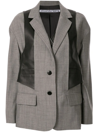 Alexander Wang Waistcoat Layered Blazer In Grey