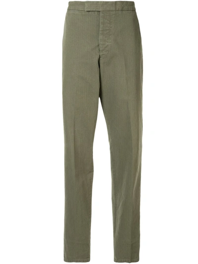 Kent & Curwen Straight Leg Mid-rise Trousers In Green