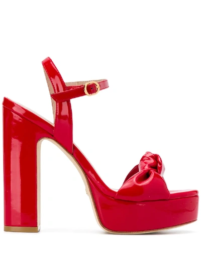 Stuart Weitzman 130mm Mirri Knot Detail Sandals In Red