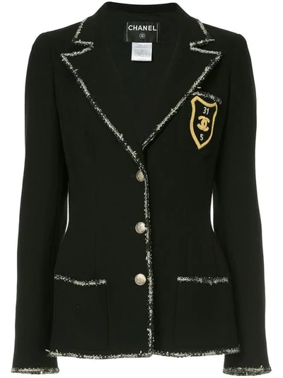 Pre-owned Chanel 2005 Patch Detail Blazer In Black