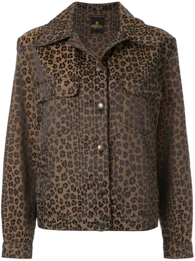 Pre-owned Fendi 1990s Leopard-print Jacket In Brown